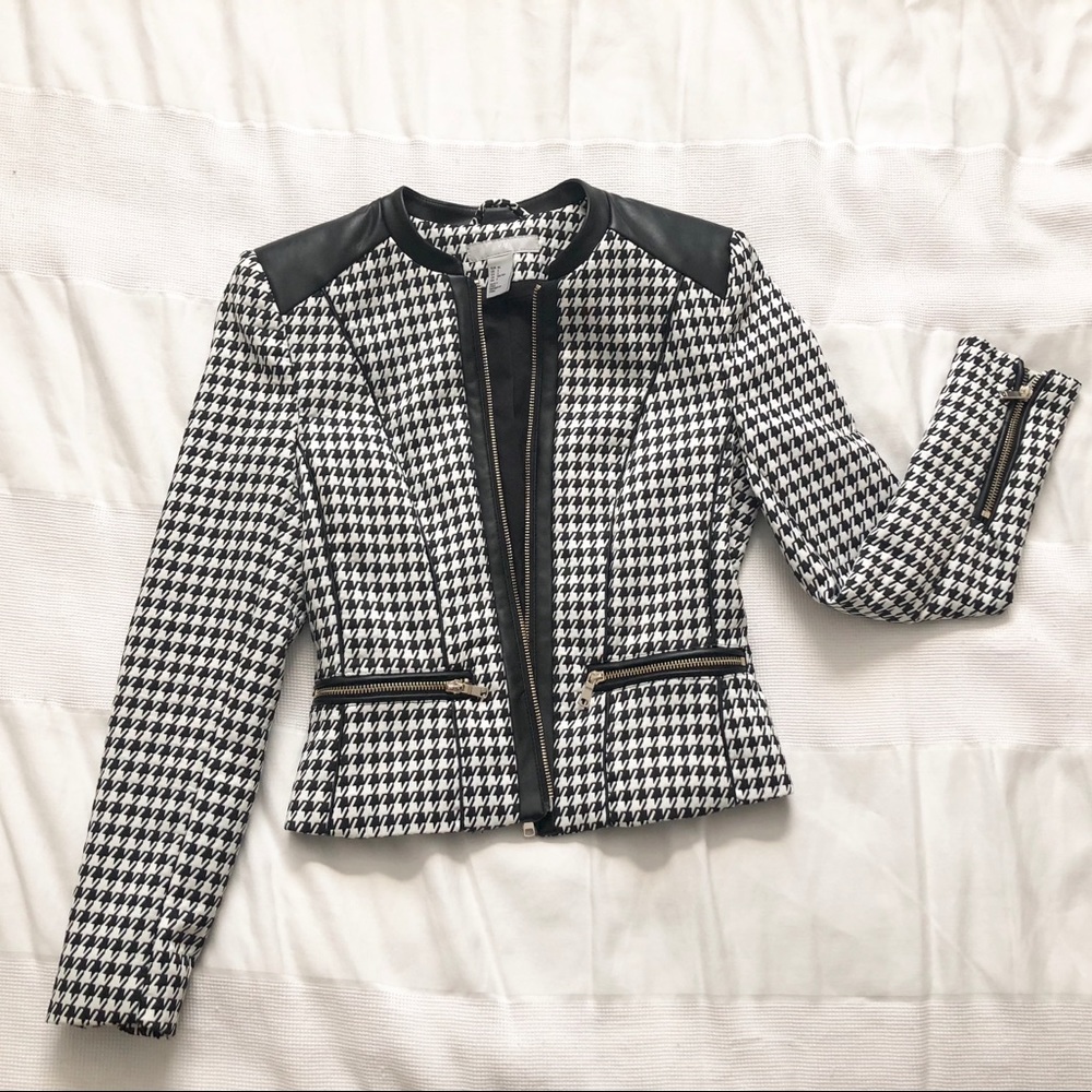 H&M Houndstooth Moto Jacket